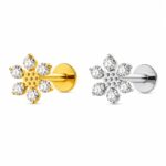 Piercing Labret Flor Titânio com Zircônia/T957