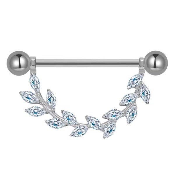 Piercing Mamilo Titânio Galho Zircônia/T380 - Imagem 4