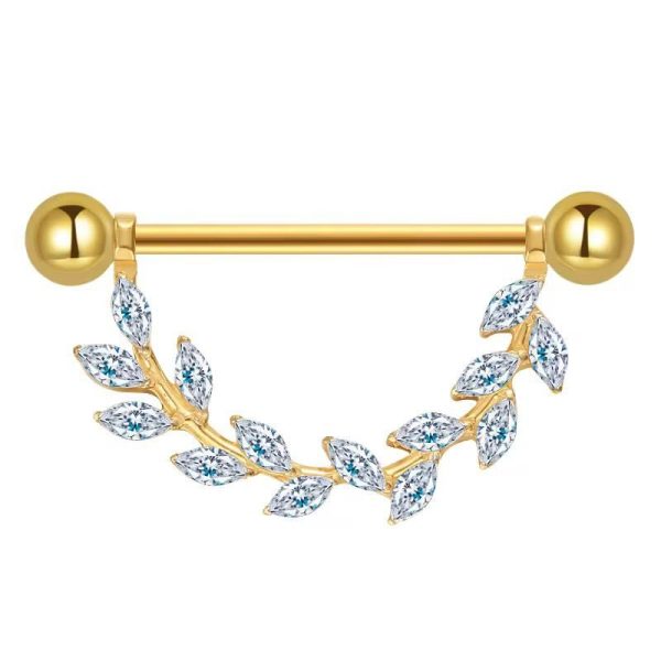 Piercing Mamilo Titânio Galho Zircônia/T380 - Imagem 3