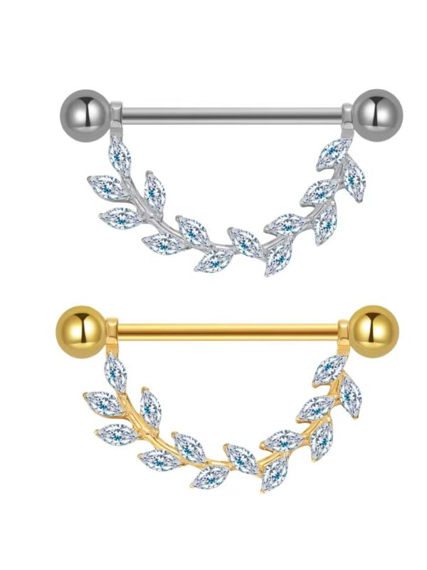 Piercing Mamilo Titânio Galho Zircônia/T380 - Imagem 1