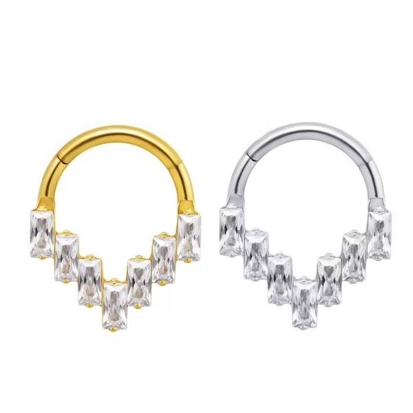 Piercing Argola Titânio Com Pedras/T397 - Imagem 1