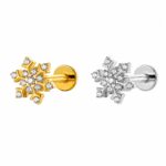 Piercing Labret Titânio Floco de Neve Cravejado em Zircônia/T956