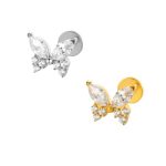 Piercing Labret Titânio Borboleta Com Pedras/T417