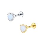 Piercing Labret Coração Opala Titânio/T421