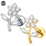 Piercing Labret Flor com Zircônias Titânio/T309