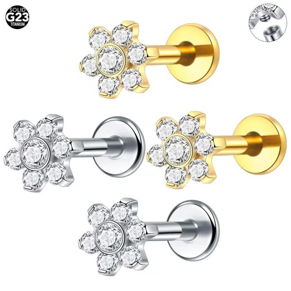 Piercing Labret Titânio Flor 6 Petálas /TLA308 - Imagem 1