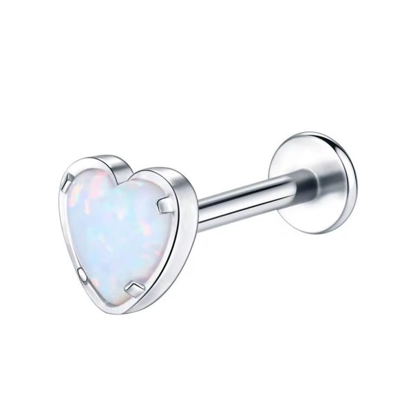 Piercing Labret Coração Opala Titânio/T421 - Imagem 3
