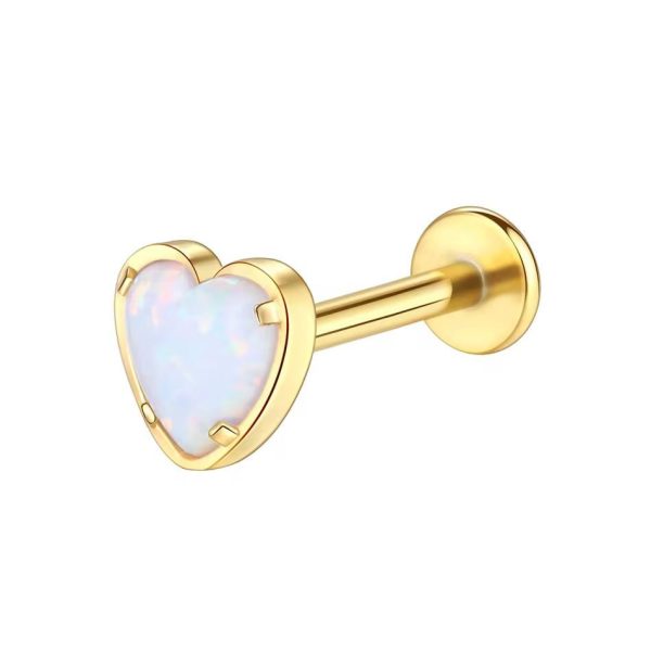 Piercing Labret Coração Opala Titânio/T421 - Imagem 4