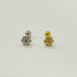 Labret Flor Com Pedras Folheado/F591