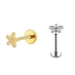 Piercing Labret Flor Titânio/T414
