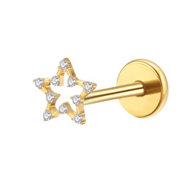 Piercing Labret Titanio Estrela com Zircônia Delicada/T413 - Imagem 3