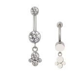 Umbigo Titânio-  5 pedra zircônia /AUM123