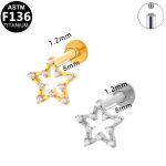 Piercing Labret Titanio Estrela com Zircônia Delicada/T413 - Imagem 2