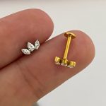 Piercing Labret Titânio 2 Folhase e 1 Gota/T673