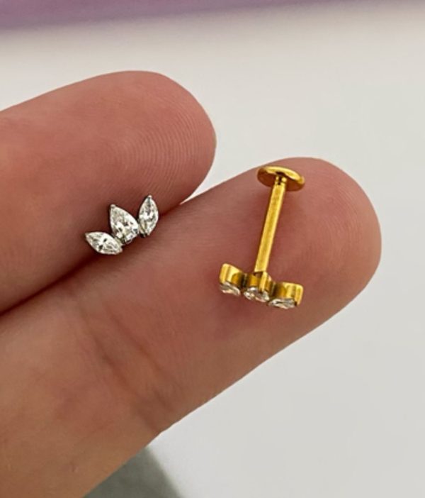 Piercing Labret Titânio 2 Folhase e 1 Gota/T673 - Imagem 1