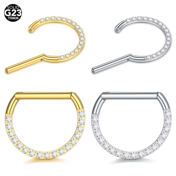 Piercing Meia Argola Titânio Zircônia Frontal/T691 - Imagem 1