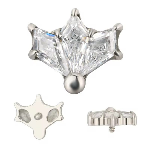Piercing Labret Aço 3 Zircônia/A741 - Imagem 3