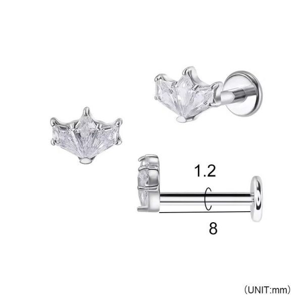 Piercing Labret Aço 3 Zircônia/A741 - Imagem 5
