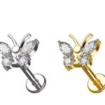Piercing Labret Titânio Cirúrgico Borboleta Zircônia/T652