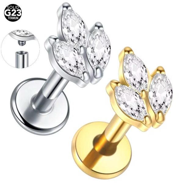 Piercing Labret Titânio 3 Folhas/T662 - Imagem 1