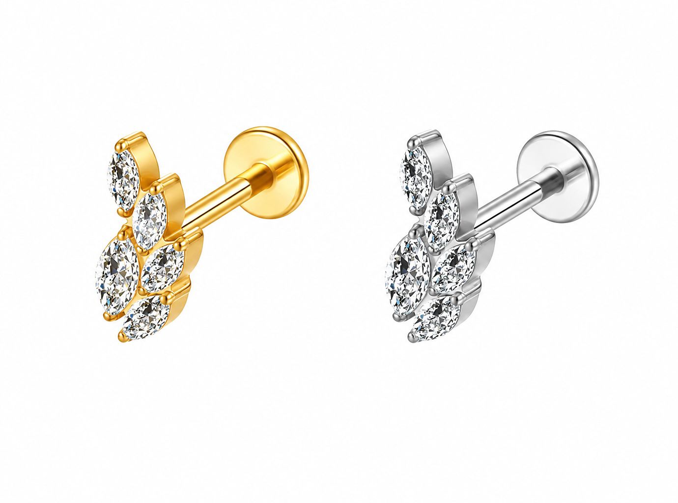 61044588-1234-4856-9d92-0dd455172fc3 Piercing Labret Titânio Folha/T653 - Imagem 1