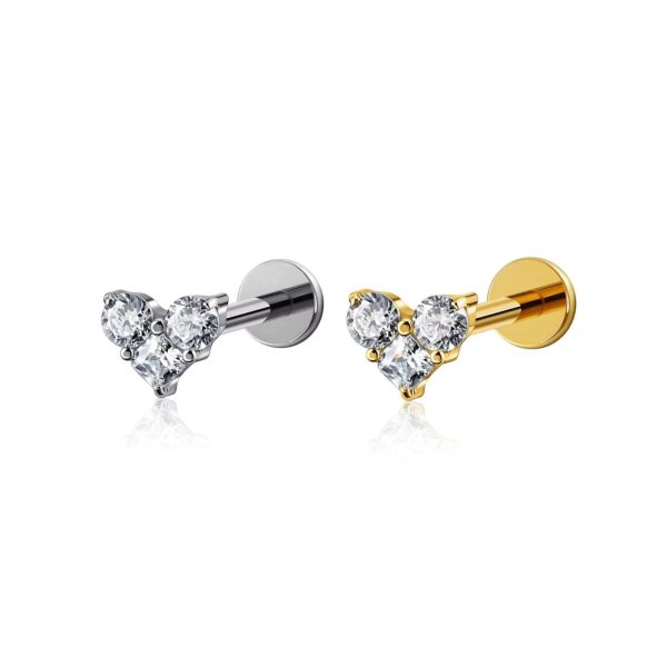 Piercing Labret Titânio Coração 3 Zircônias/T676 - Imagem 1