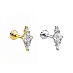 Piercing Labret Titânio Losango Zircônias/T666