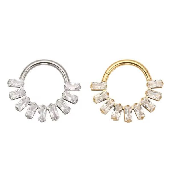 Piercing Argola Titânio com 9 Zirconias/T687 - Imagem 1