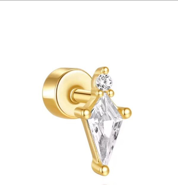 Piercing Labret Titânio Losango Zircônias/T666 - Imagem 1
