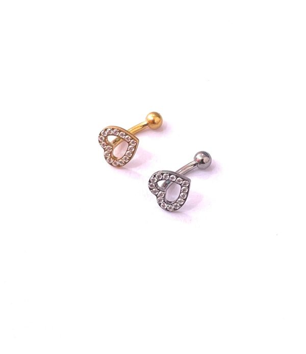 Piercing Minibarbell Curvo Titânio Coração com Zircônia/T679 - Imagem 1