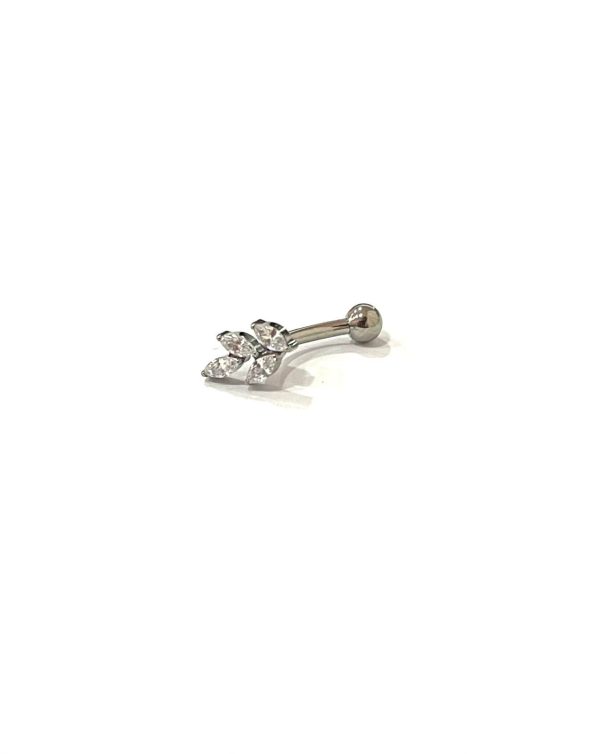 Piercing Minibarbell Curvo Titânio Galho com Zircônia/T683 - Imagem 1