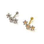 Piercing Banana Cluster Flores Zircônia/T685