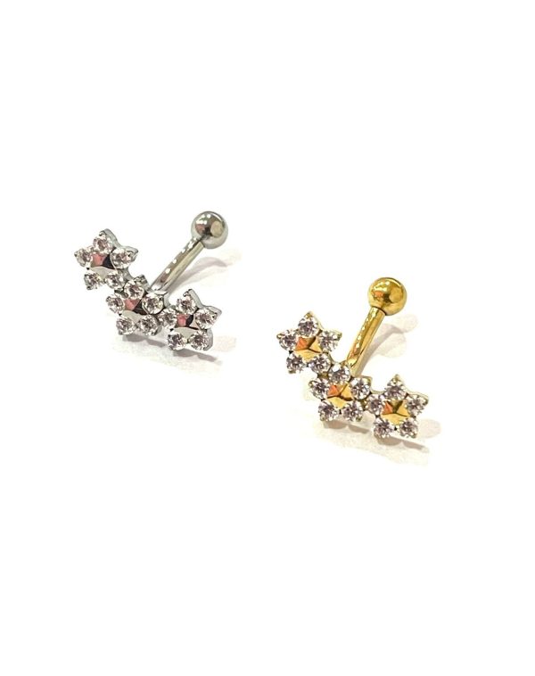 Piercing Minibarbell Curvo Cluster Flores Zircônia/T684 - Imagem 1