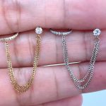 Piercing Argola com Corrente e Ponto de Luz Aço/A696