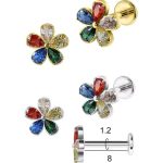 Piercing Labret Titânio Flor Colorida /T408