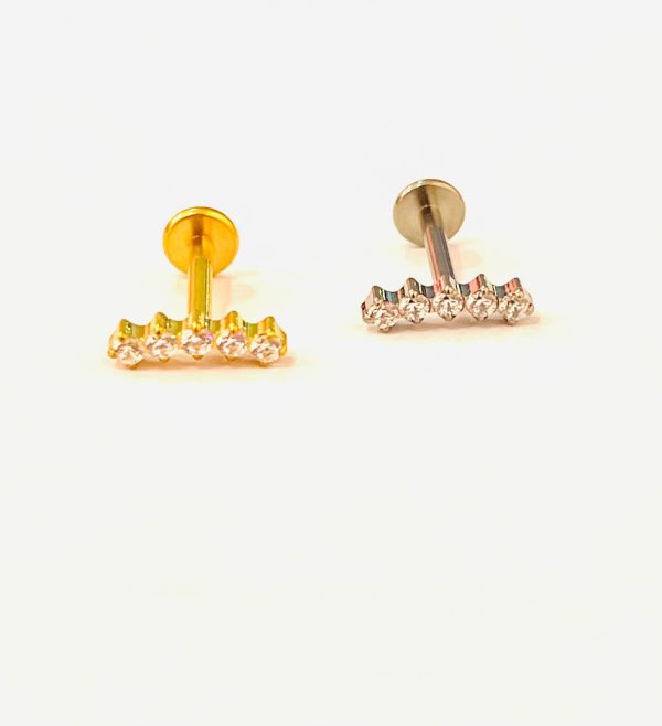 Piercing Labret Titânio Mini Cluster 5 Pedras/T675 - Imagem 1
