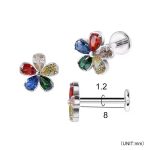 Piercing Labret Titânio Flor Colorida /T408 - Imagem 4