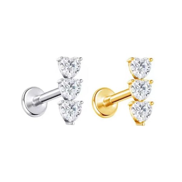Piercing Labret Titânio 3 Corações/T661 - Imagem 1