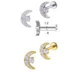 Piercing Labret Titânio Lua Zircônias Cravejadas/T651