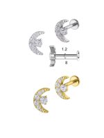 Piercing Labret Titânio Lua Zircônias Cravejadas/T651