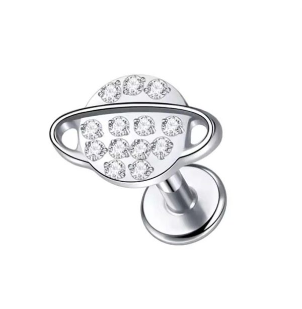 Piercing Labret Planeta com Zircônias Titânio/T665 - Imagem 1