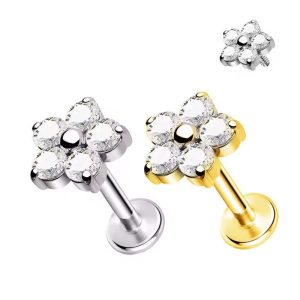 Piercing Labret Aço Flor 5 Pétalas/A726