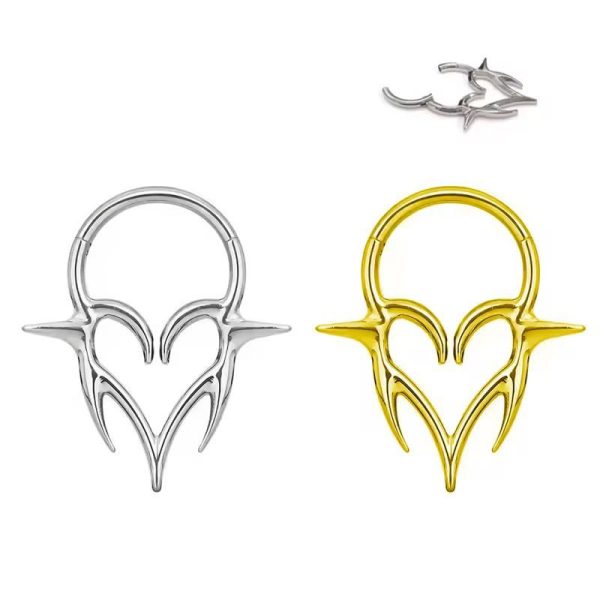 Piercing Argola Titânio Detalhada Coração/T704 - Imagem 1