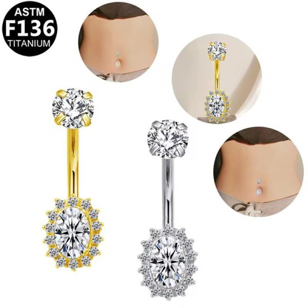 Piercing Banana Titânio Oval Zircônia Cravejada/T707 - Imagem 1