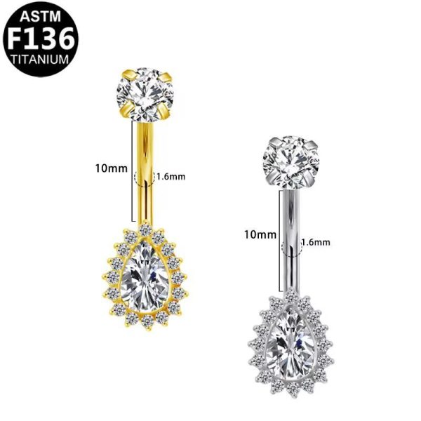 Piercing Banana Titânio Gota Zircônia Cravejada/T708 - Imagem 1
