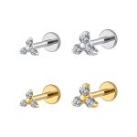 Piercing Labret Titânio Trinity Zircônia Rosca Interna /T671