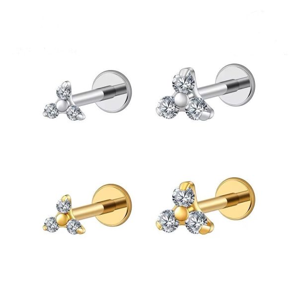 Piercing Labret Titânio 3 Pedras/T671 - Imagem 1