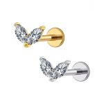 Piercing Labret Aço Cirúrgico 2 Petalas/A717