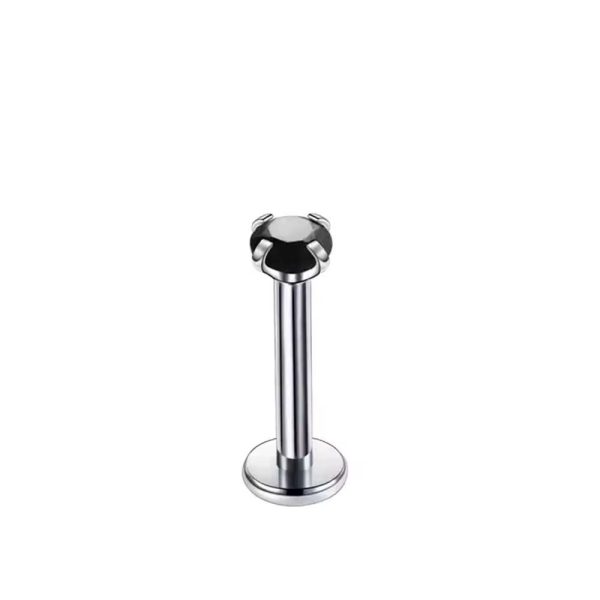 Piericing labret Titânio Ponto de Luz Com Garras Pedra Black/T728 - Imagem 1