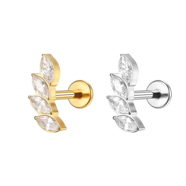 Piercing Labret Titânio 4 Pedras Zircônia/T729 - Imagem 1